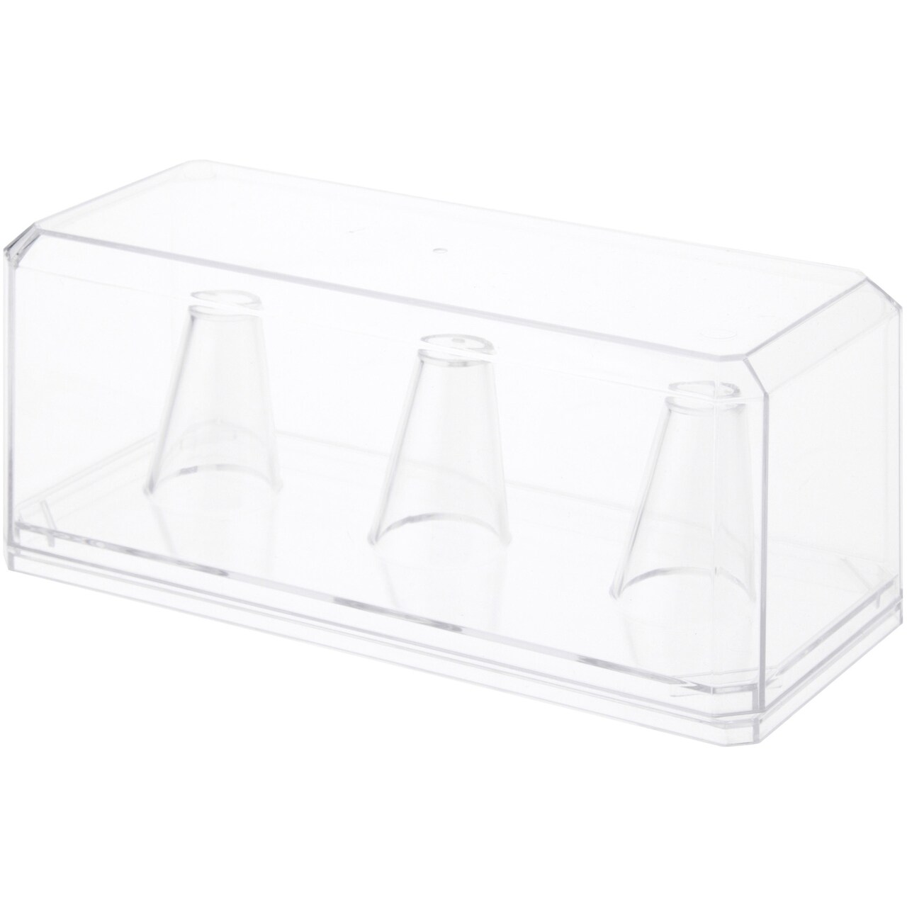 Pioneer Plastics Clear Plastic 3 Replica Ring Display Case with Base, 6.125" W x 2.625" D x 2.25" H